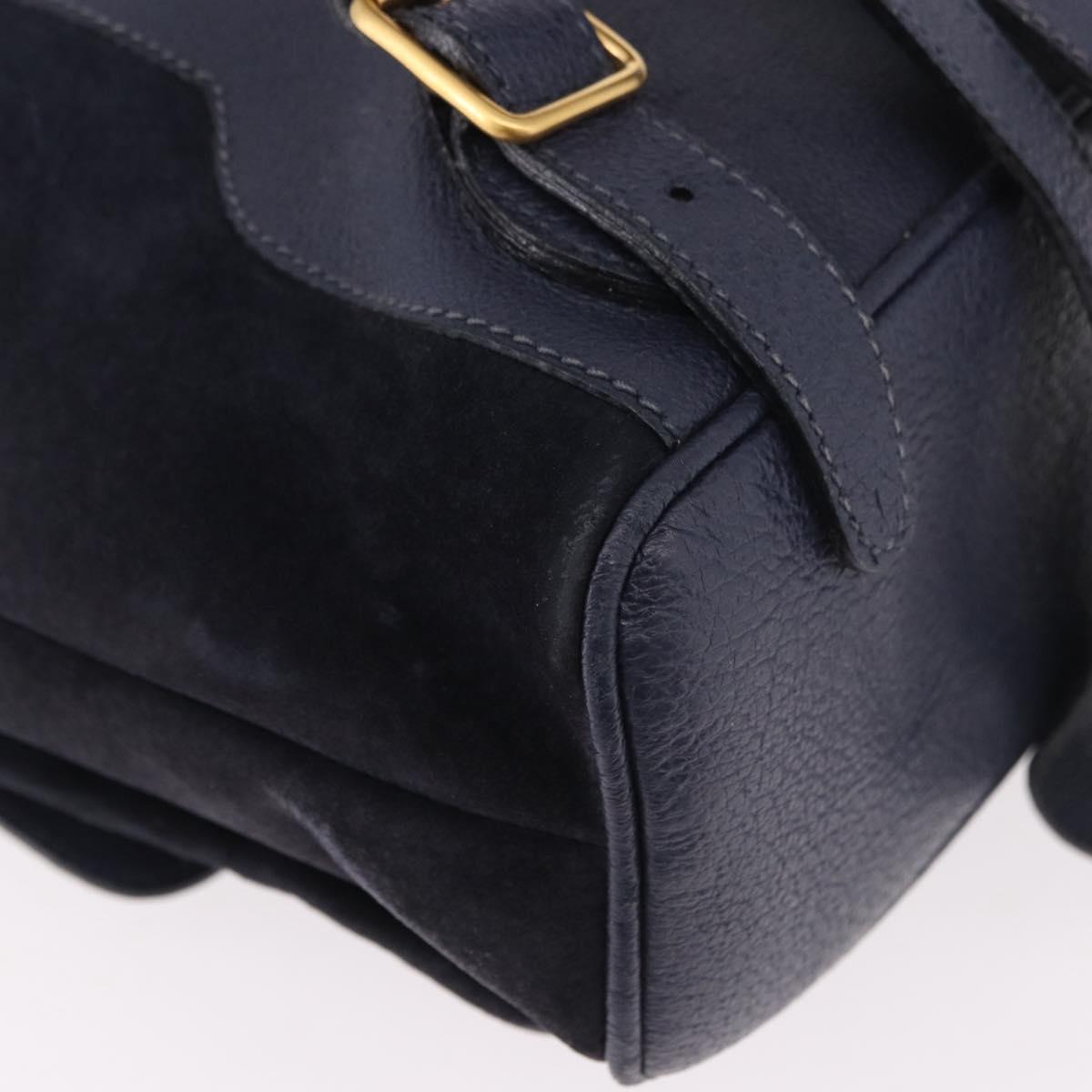 GUCCI Bamboo Backpack Suede Navy Gold 003 2058 0016 Auth ki6672A