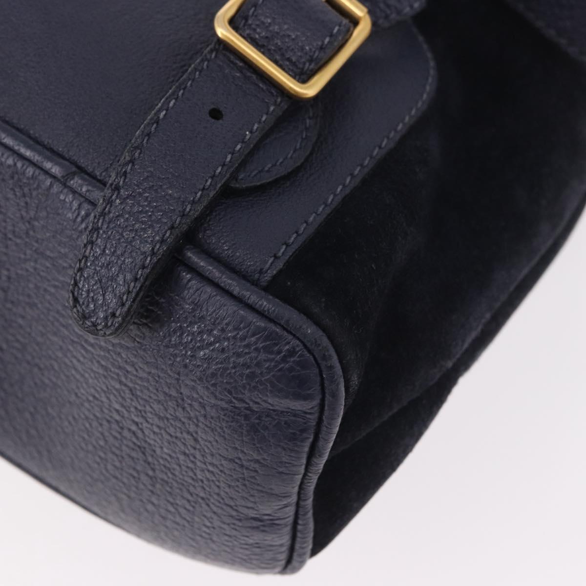 GUCCI Bamboo Backpack Suede Navy Gold 003 2058 0016 Auth ki6672A