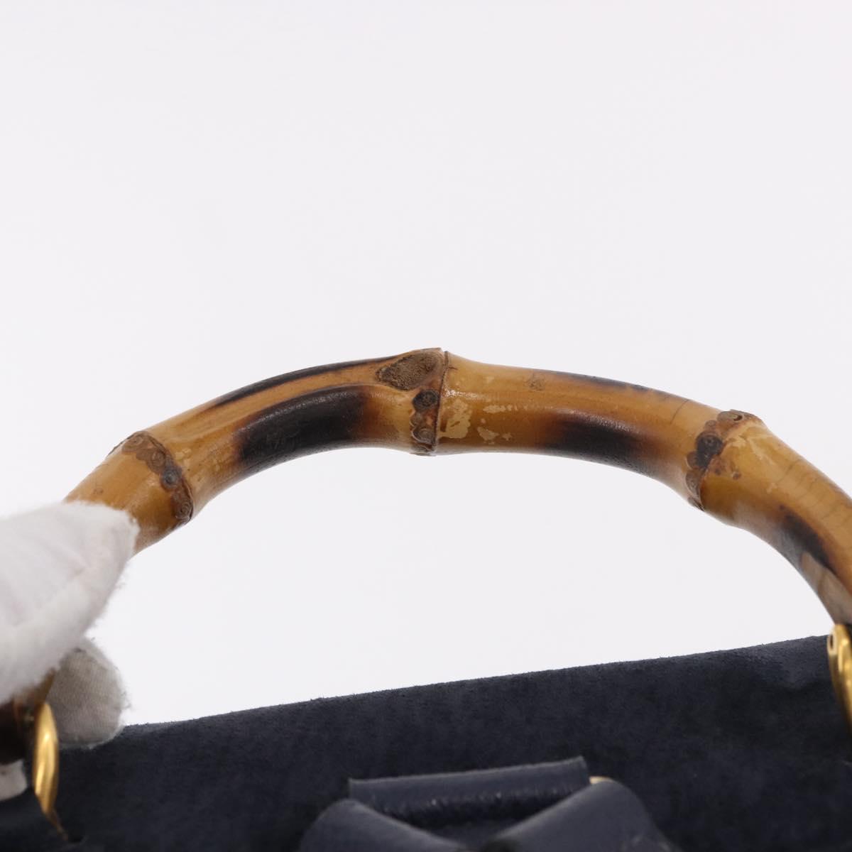 GUCCI Bamboo Backpack Suede Navy Gold 003 2058 0016 Auth ki6672A