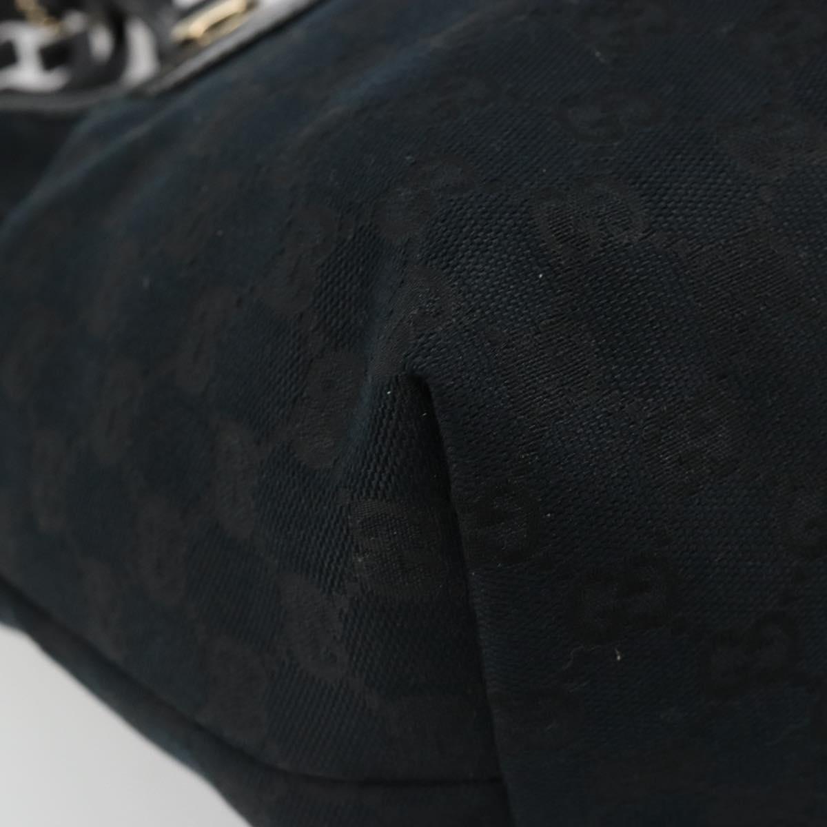 GUCCI GG Canvas Tote Bag Black Gold 211976 Auth ki6677A