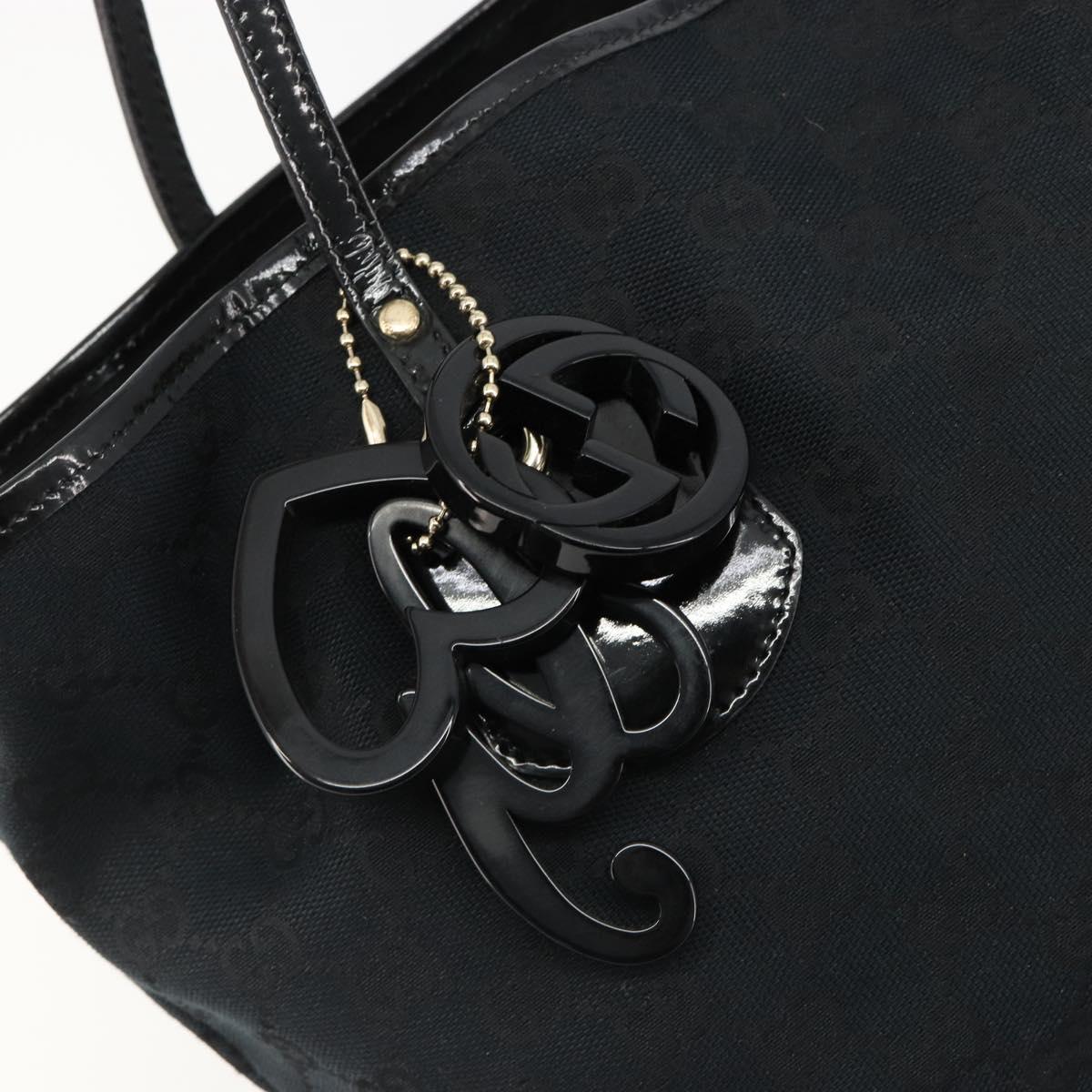 GUCCI GG Canvas Tote Bag Black Gold 211976 Auth ki6677A