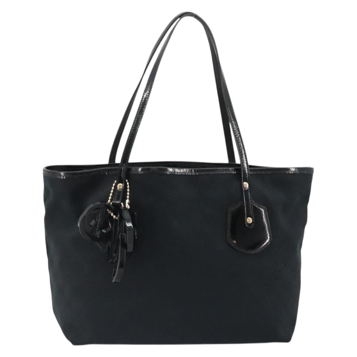 GUCCI GG Canvas Tote Bag Black Gold 211976 Auth ki6677A
