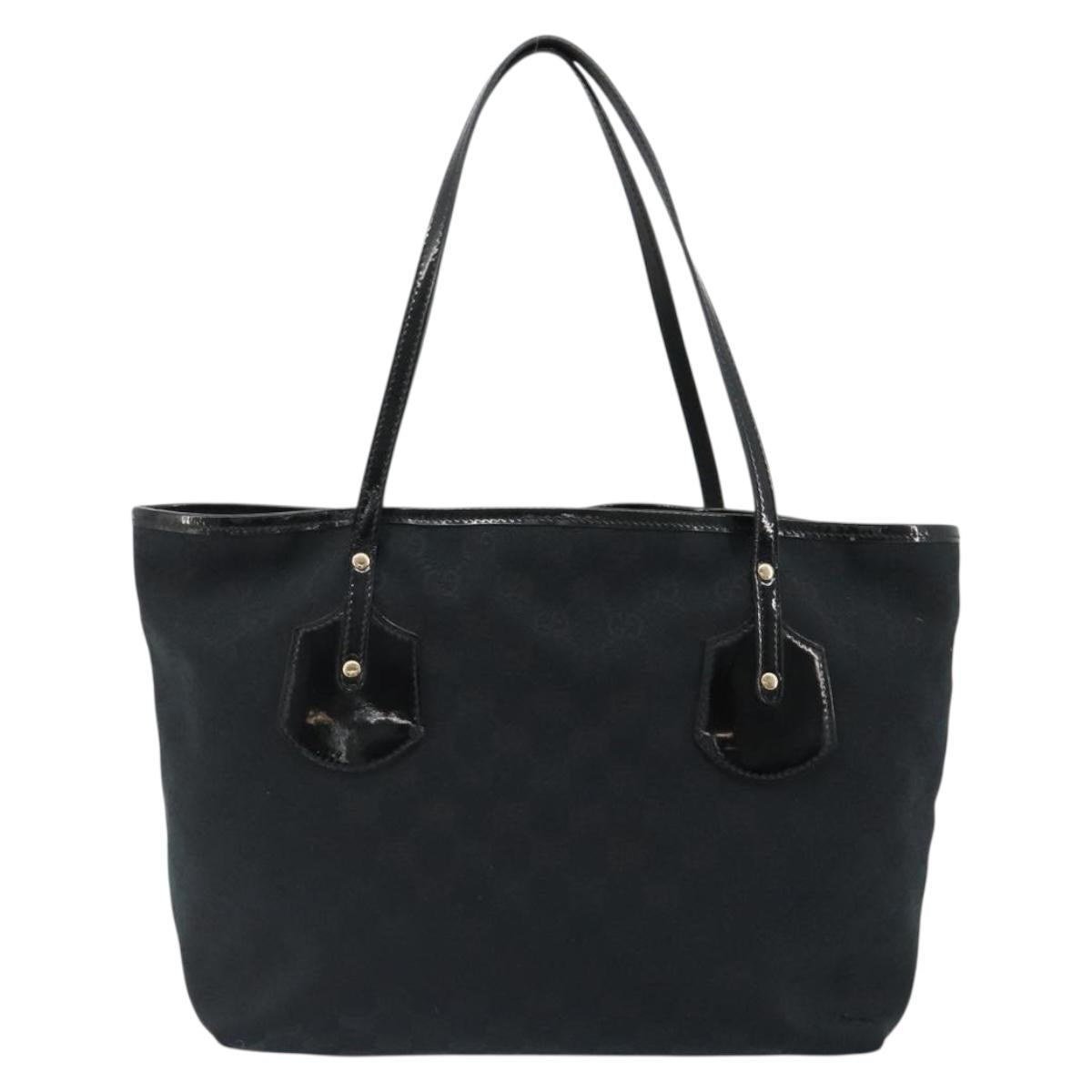 GUCCI GG Canvas Tote Bag Black Gold 211976 Auth ki6677A