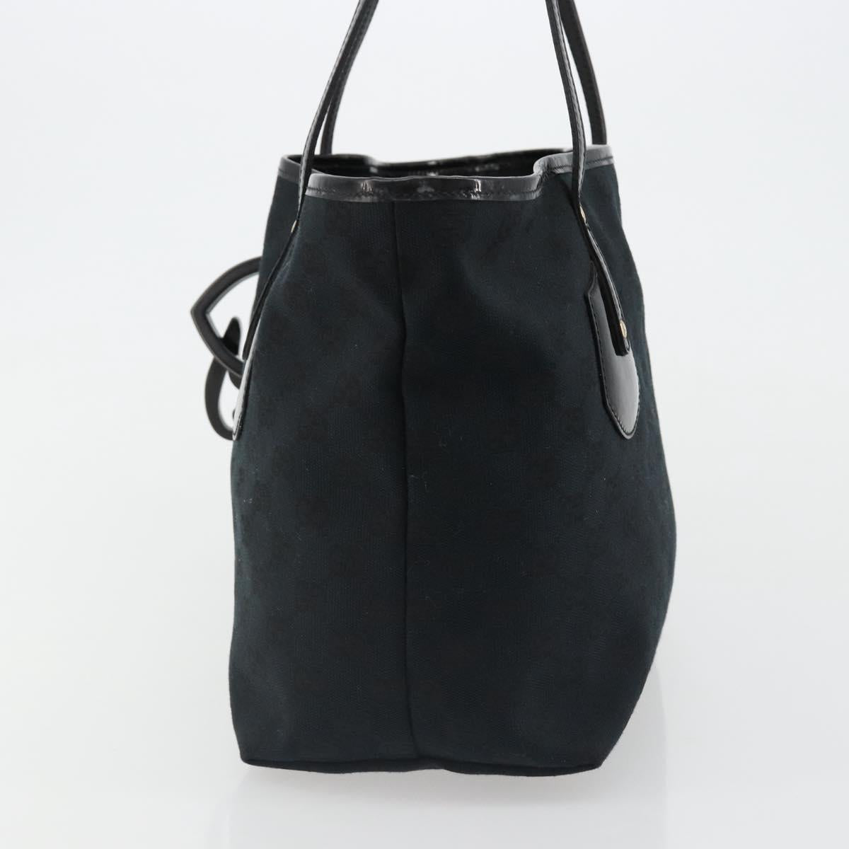 GUCCI GG Canvas Tote Bag Black Gold 211976 Auth ki6677A