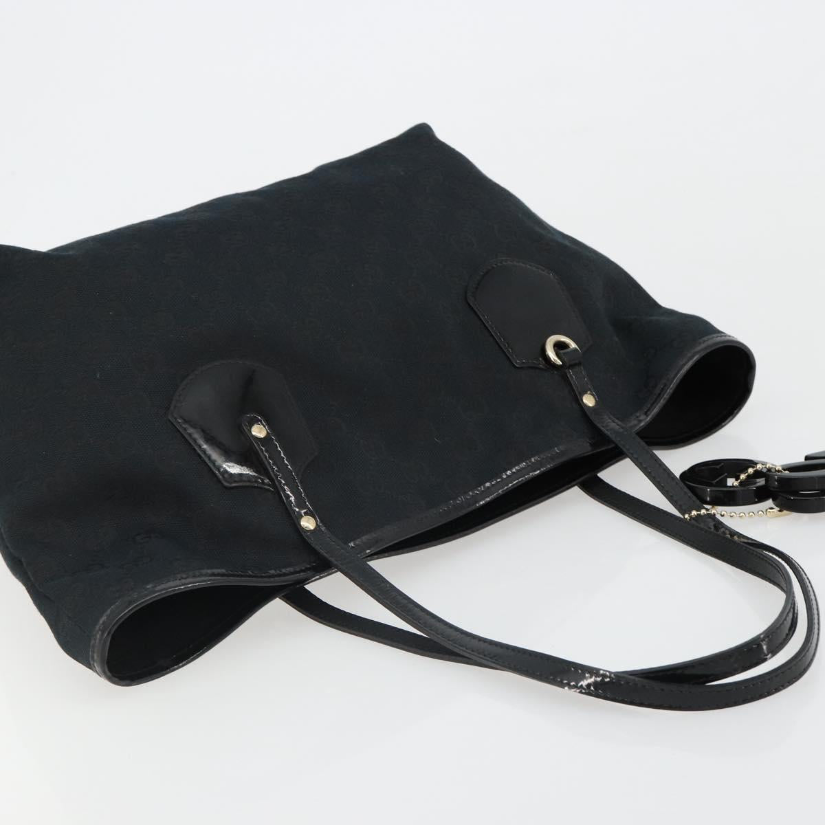 GUCCI GG Canvas Tote Bag Black Gold 211976 Auth ki6677A