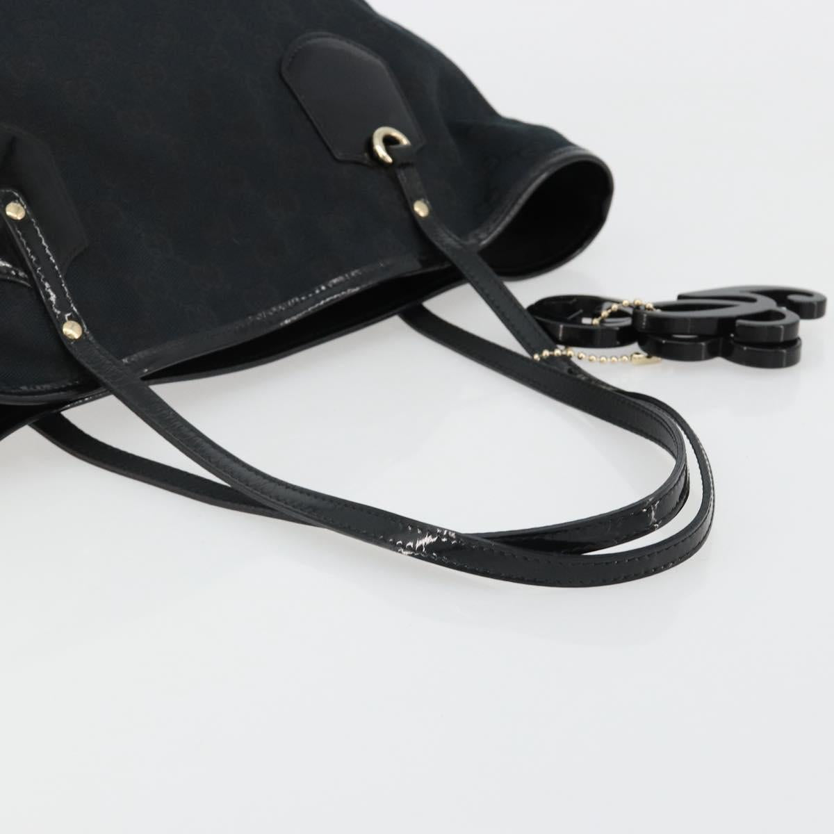 GUCCI GG Canvas Tote Bag Black Gold 211976 Auth ki6677A
