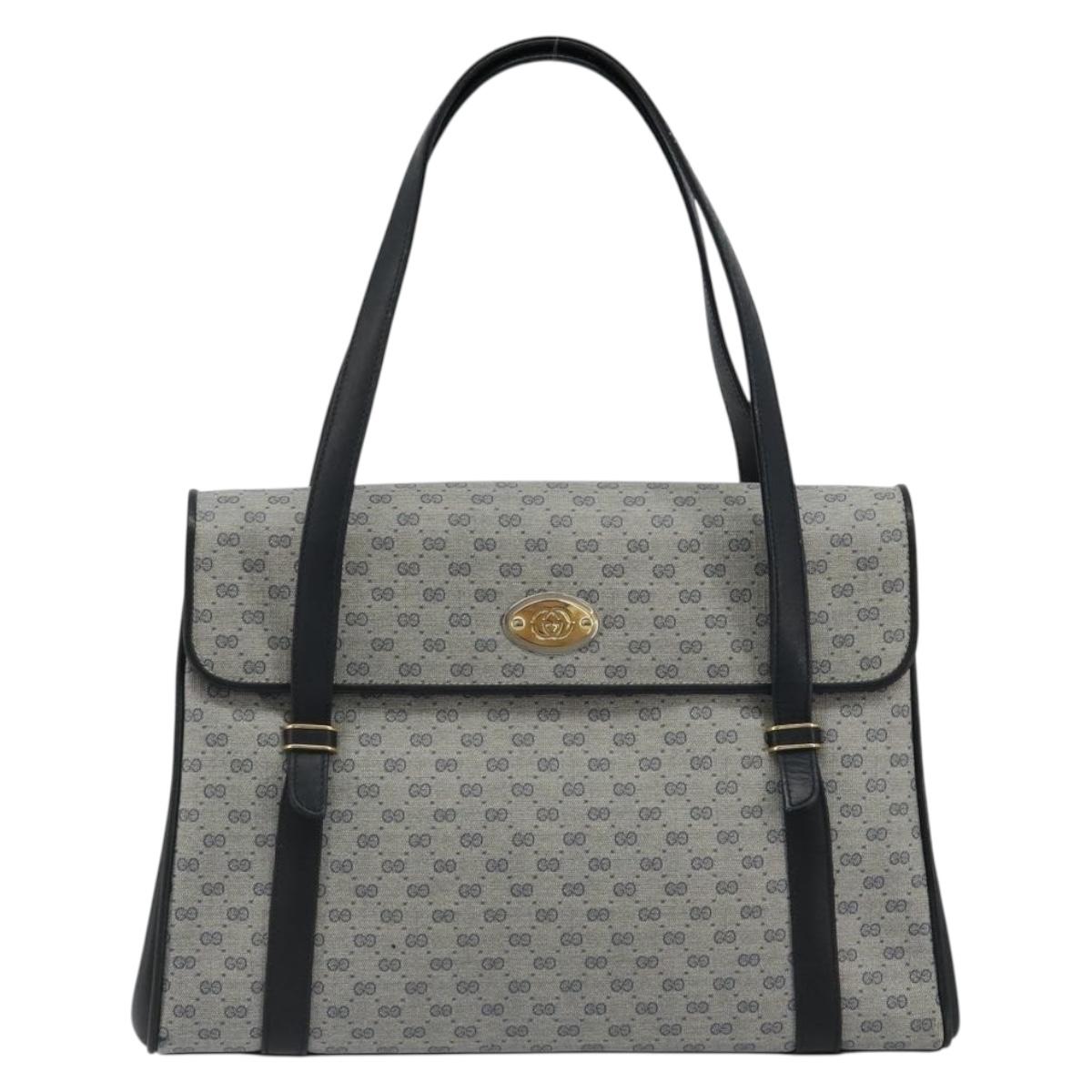GUCCI Micro GG Supreme Hand Bag PVC Navy Gold 000 46 4857 Auth ki6678A