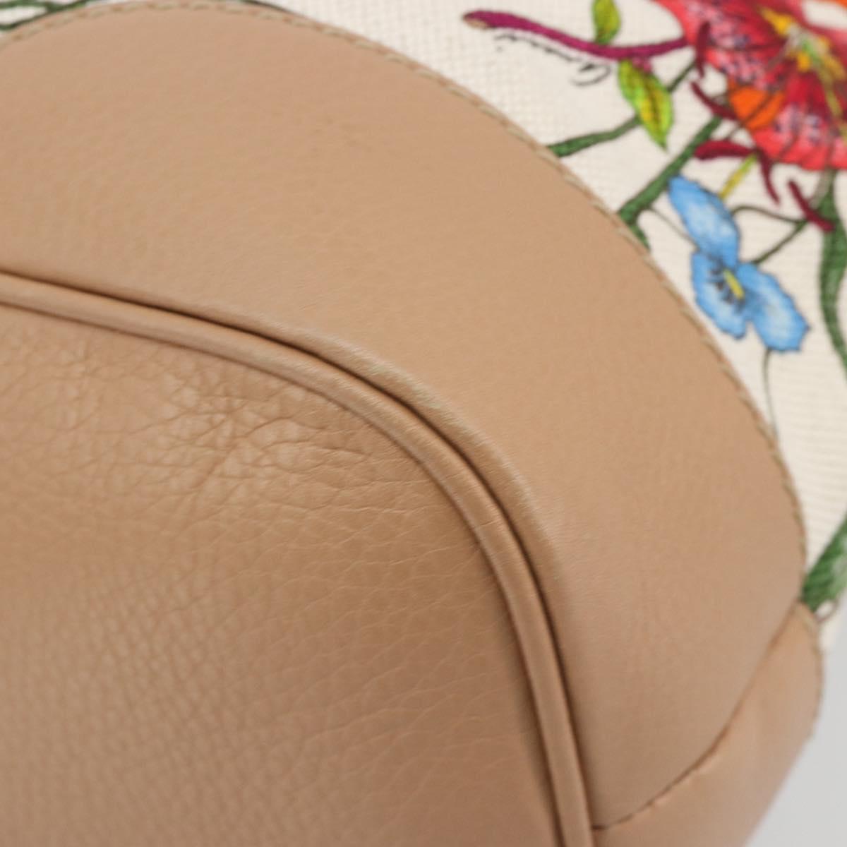 GUCCI Flora Tote Bag Canvas Beige Gold 358470 Auth ki6680V