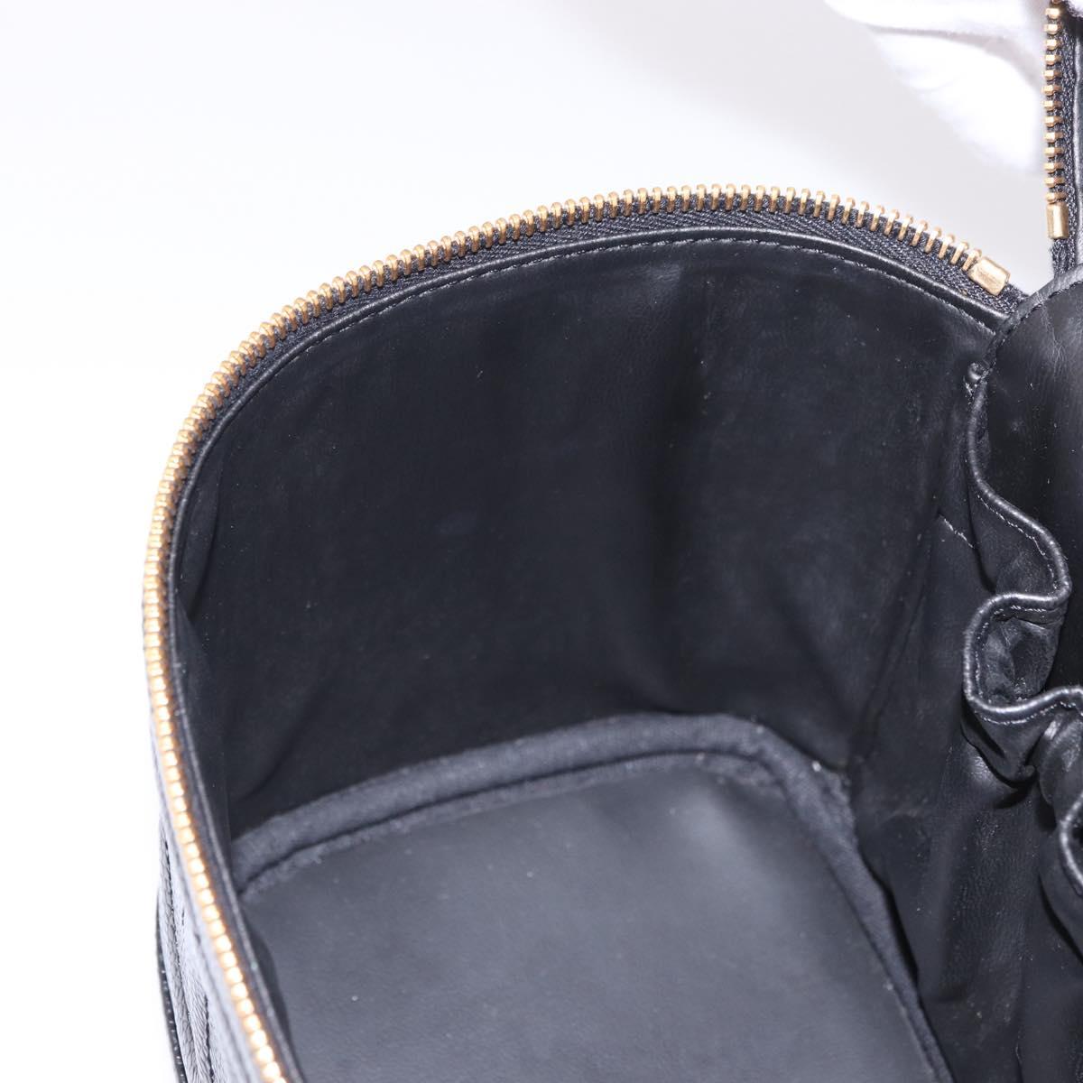 CHANEL COCO Mark Vanity Hand Bag Caviar Skin Black Gold CC Auth ki6681M