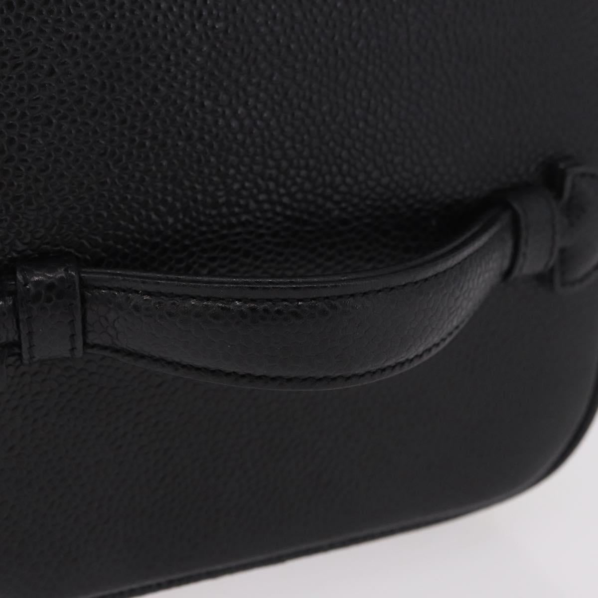 CHANEL COCO Mark Vanity Hand Bag Caviar Skin Black Gold CC Auth ki6681M
