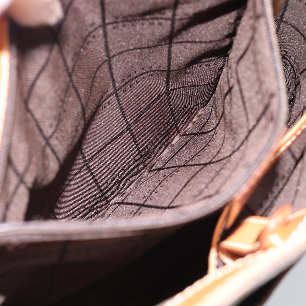 CELINE Macadam Canvas Shoulder Bag PVC Leather Brown Gold Auth ki6682A