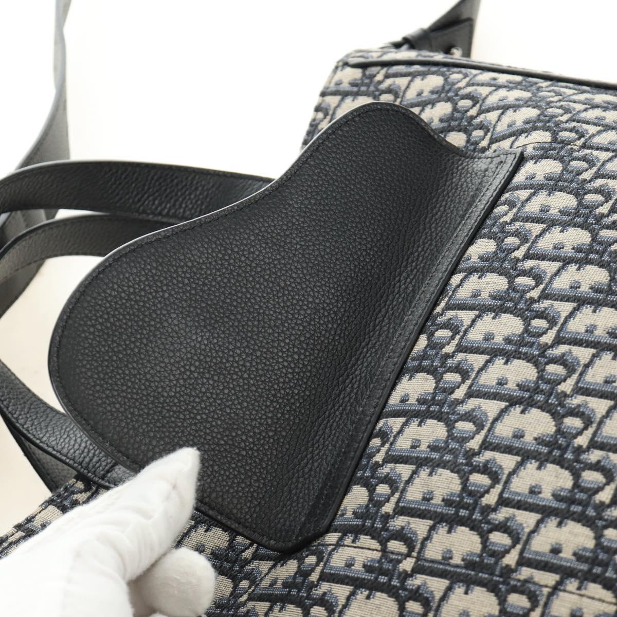 Christian Dior Trotter Canvas Hand Bag 2way Navy Silver Auth ki6683SAM