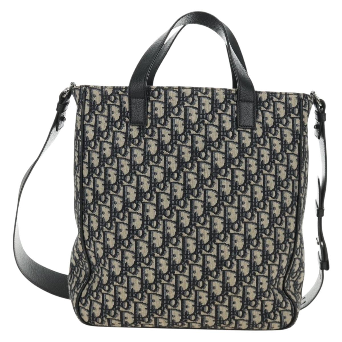 Christian Dior Trotter Canvas Hand Bag 2way Navy Silver Auth ki6683SAM