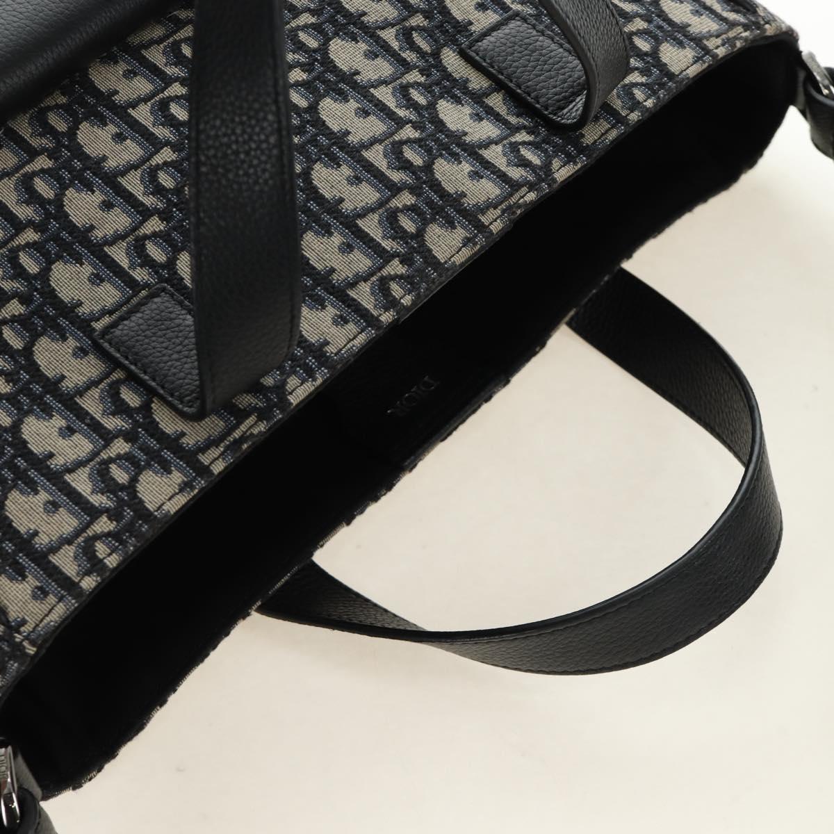Christian Dior Trotter Canvas Hand Bag 2way Navy Silver Auth ki6683SAM