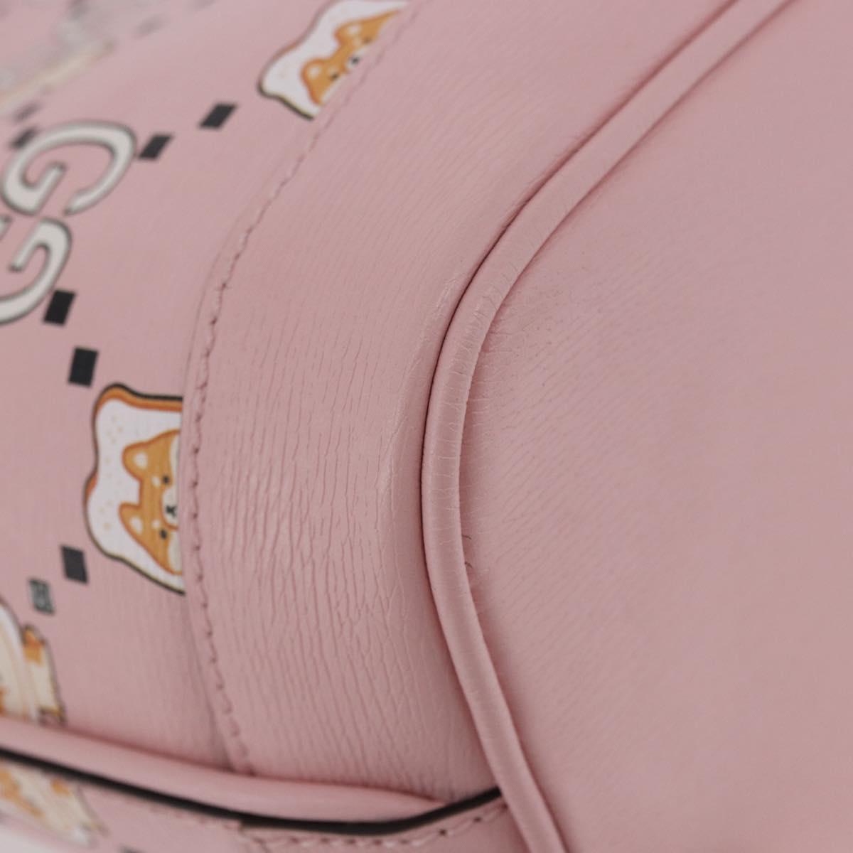 GUCCI Pikarar KAWAII GG Animal Tote Bag Leather Pink 726762 Auth ki6684M