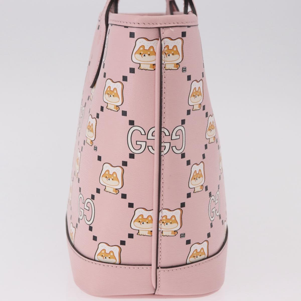 GUCCI Pikarar KAWAII GG Animal Tote Bag Leather Pink 726762 Auth ki6684M