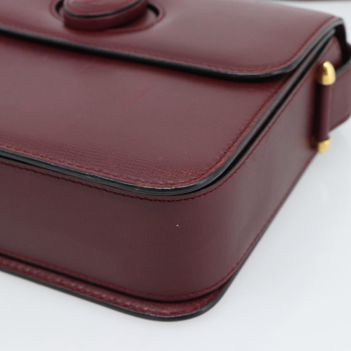 CARTIER Must Line Shoulder Bag Leather Bordeaux Gold Auth ki6688A