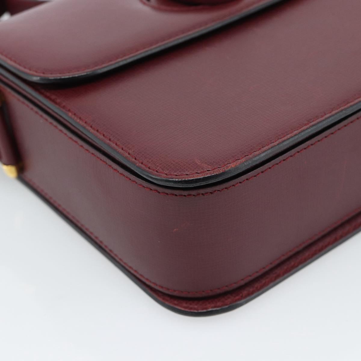 CARTIER Must Line Shoulder Bag Leather Bordeaux Gold Auth ki6688A