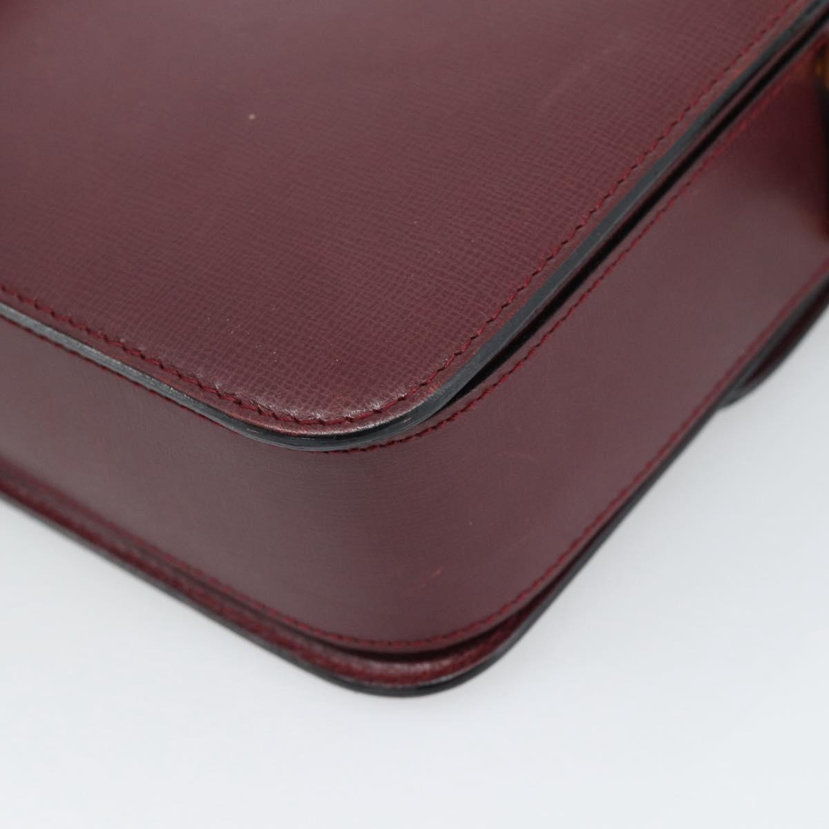 CARTIER Must Line Shoulder Bag Leather Bordeaux Gold Auth ki6688A