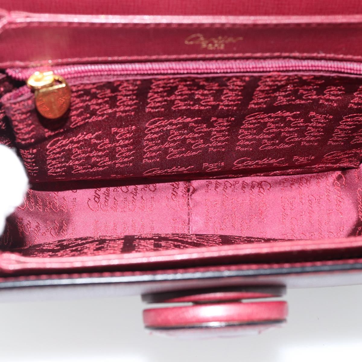 CARTIER Must Line Shoulder Bag Leather Bordeaux Gold Auth ki6688A