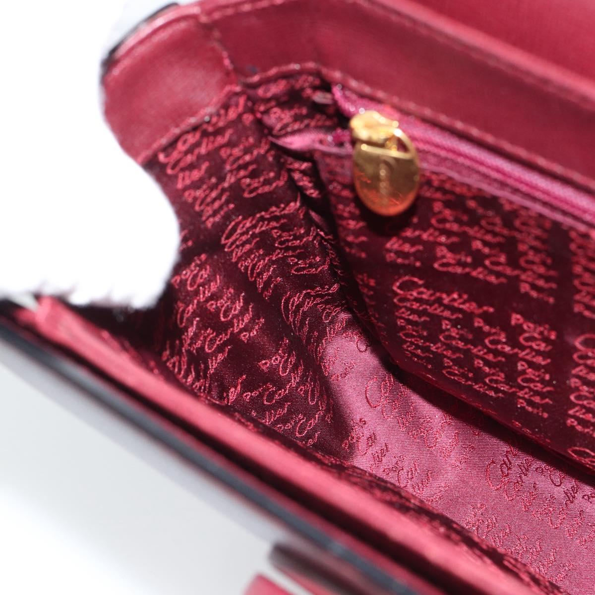 CARTIER Must Line Shoulder Bag Leather Bordeaux Gold Auth ki6688A