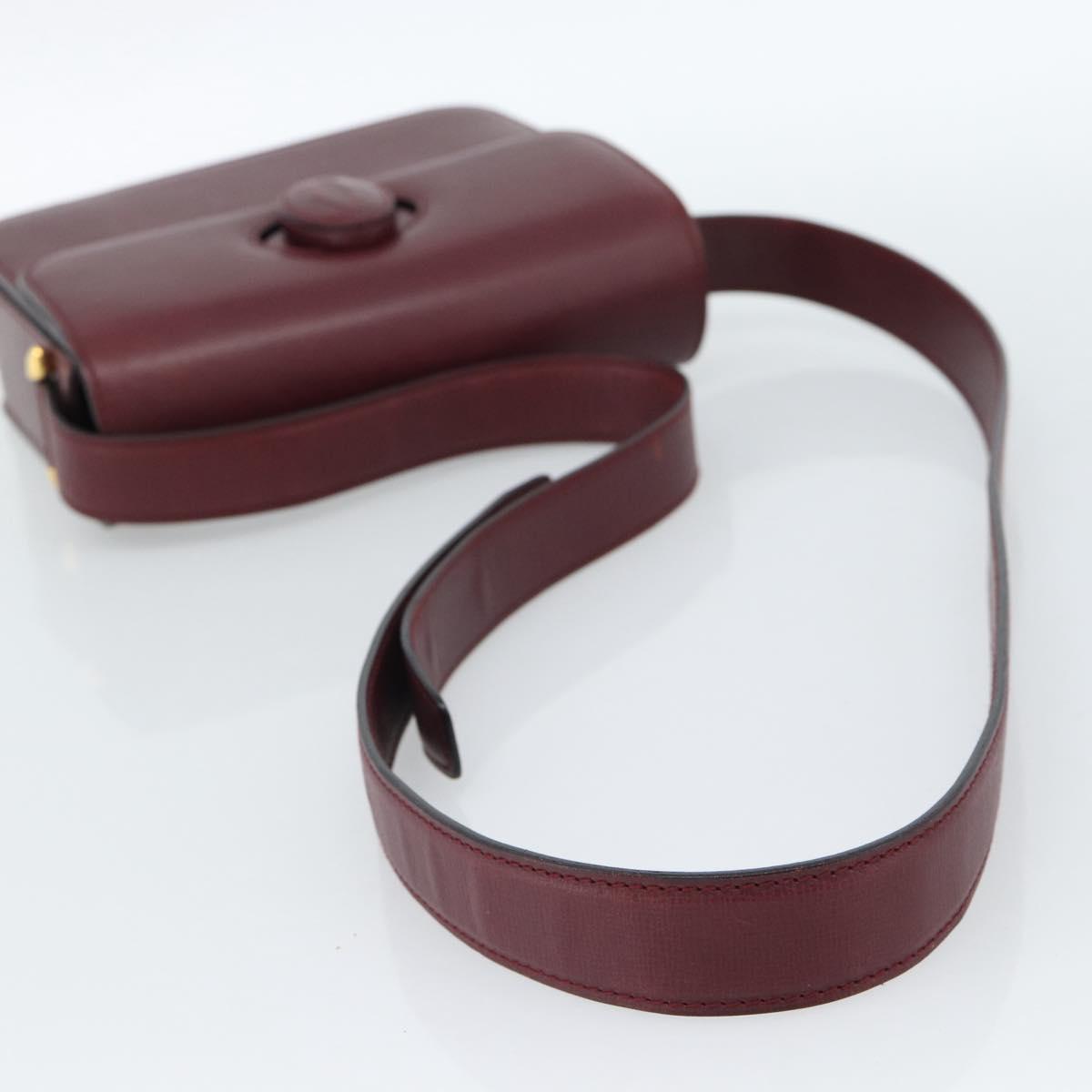 CARTIER Must Line Shoulder Bag Leather Bordeaux Gold Auth ki6688A