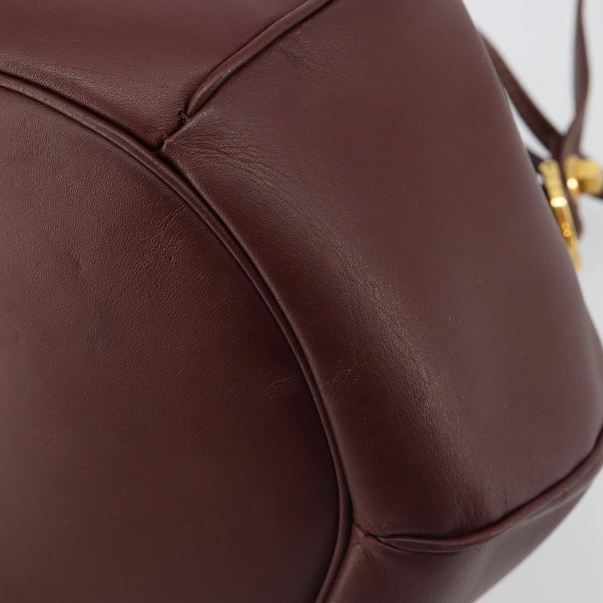 CARTIER Must Line Shoulder Bag Leather Bordeaux Gold Auth ki6690A