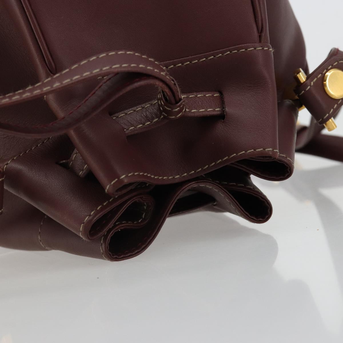 CARTIER Must Line Shoulder Bag Leather Bordeaux Gold Auth ki6690A