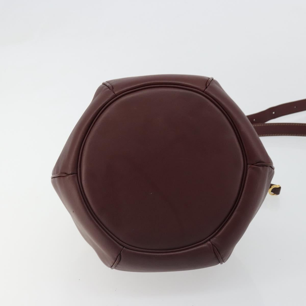 CARTIER Must Line Shoulder Bag Leather Bordeaux Gold Auth ki6690A