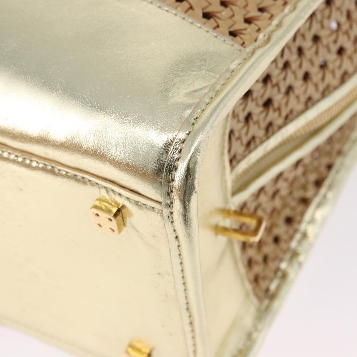 LOEWE Amazonas Hand Bag Rattan Gold Beige Auth ki6694M