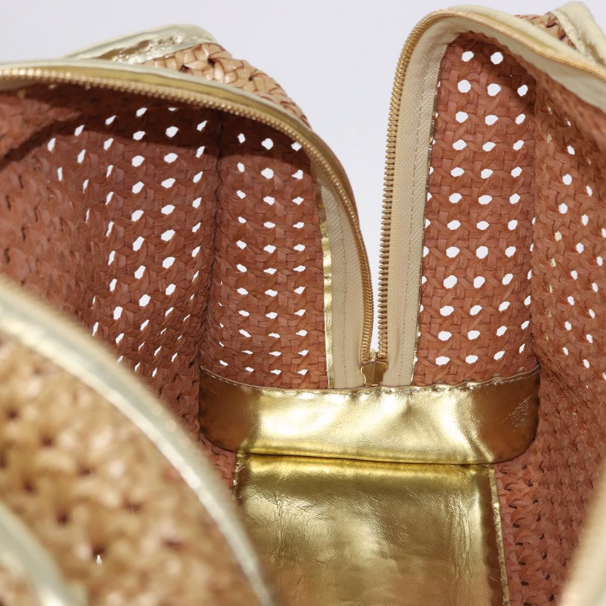 LOEWE Amazonas Hand Bag Rattan Gold Beige Auth ki6694M