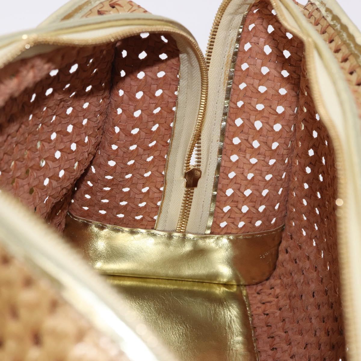 LOEWE Amazonas Hand Bag Rattan Gold Beige Auth ki6694M
