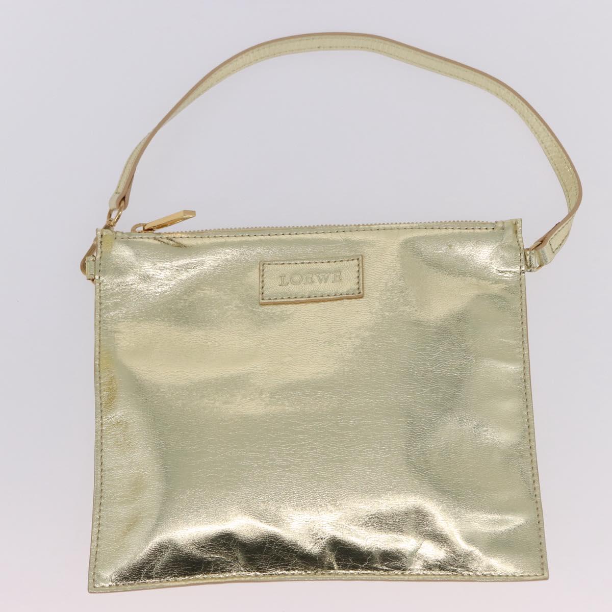 LOEWE Amazonas Hand Bag Rattan Gold Beige Auth ki6694M