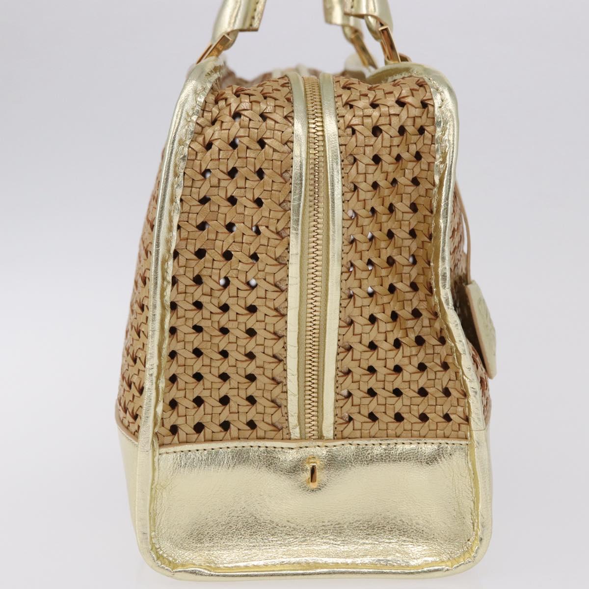 LOEWE Amazonas Hand Bag Rattan Gold Beige Auth ki6694M