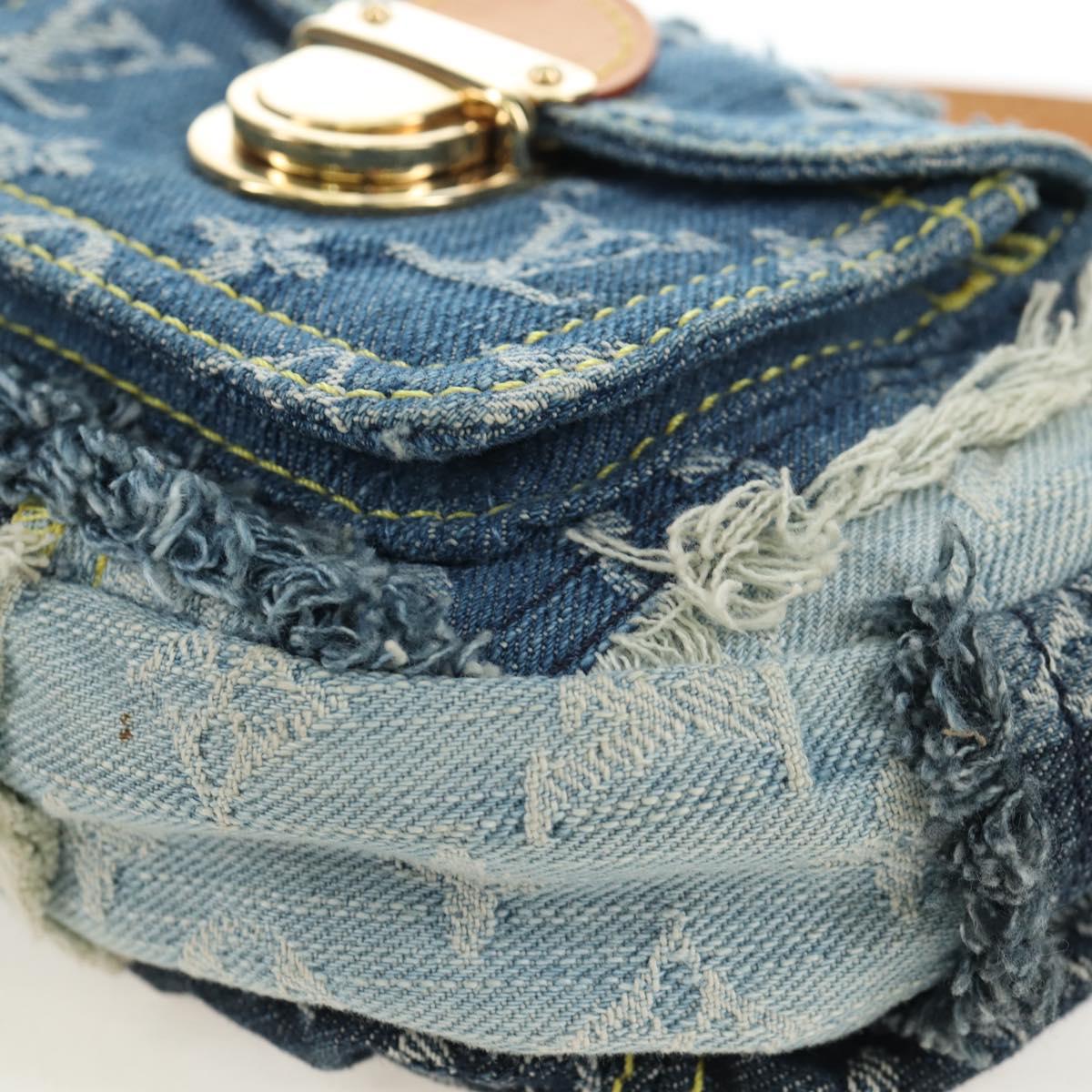 LOUIS VUITTON Monogram Denim Patchwork Pouchy Bag Blue M92382 LV Auth ki6696M