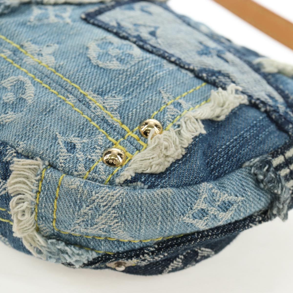 LOUIS VUITTON Monogram Denim Patchwork Pouchy Bag Blue M92382 LV Auth ki6696M