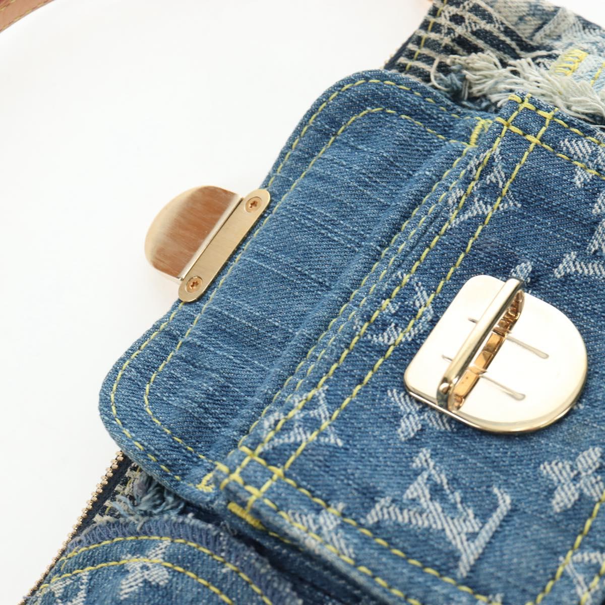 LOUIS VUITTON Monogram Denim Patchwork Pouchy Bag Blue M92382 LV Auth ki6696M