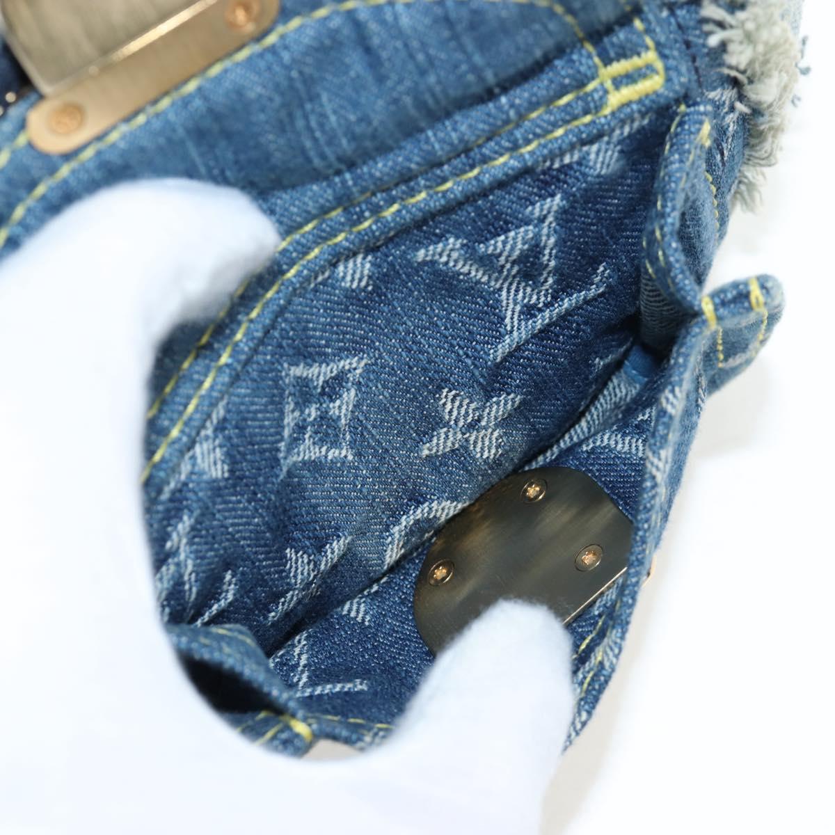 LOUIS VUITTON Monogram Denim Patchwork Pouchy Bag Blue M92382 LV Auth ki6696M