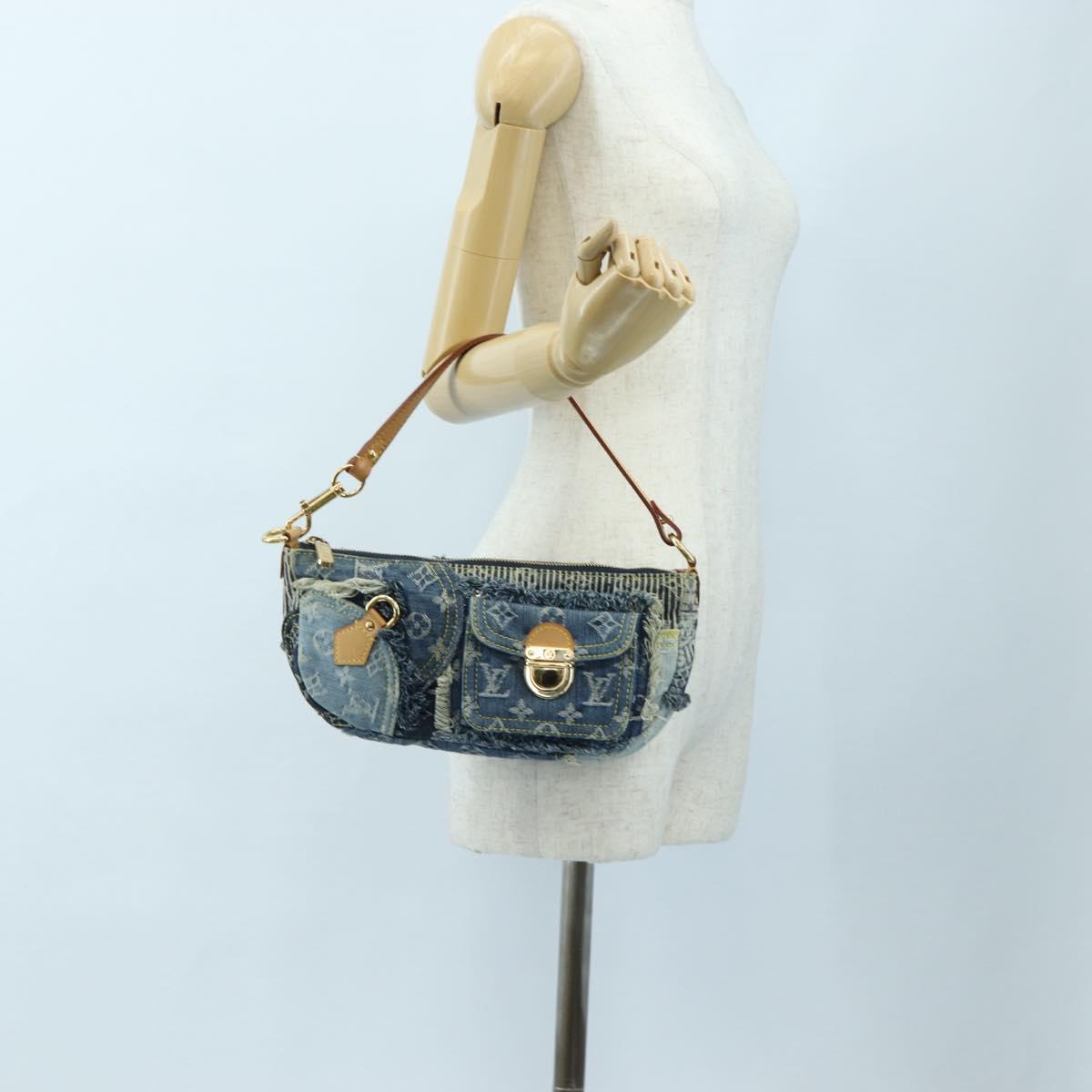 LOUIS VUITTON Monogram Denim Patchwork Pouchy Bag Blue M92382 LV Auth ki6696M