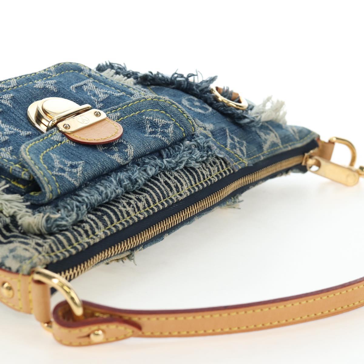 LOUIS VUITTON Monogram Denim Patchwork Pouchy Bag Blue M92382 LV Auth ki6696M