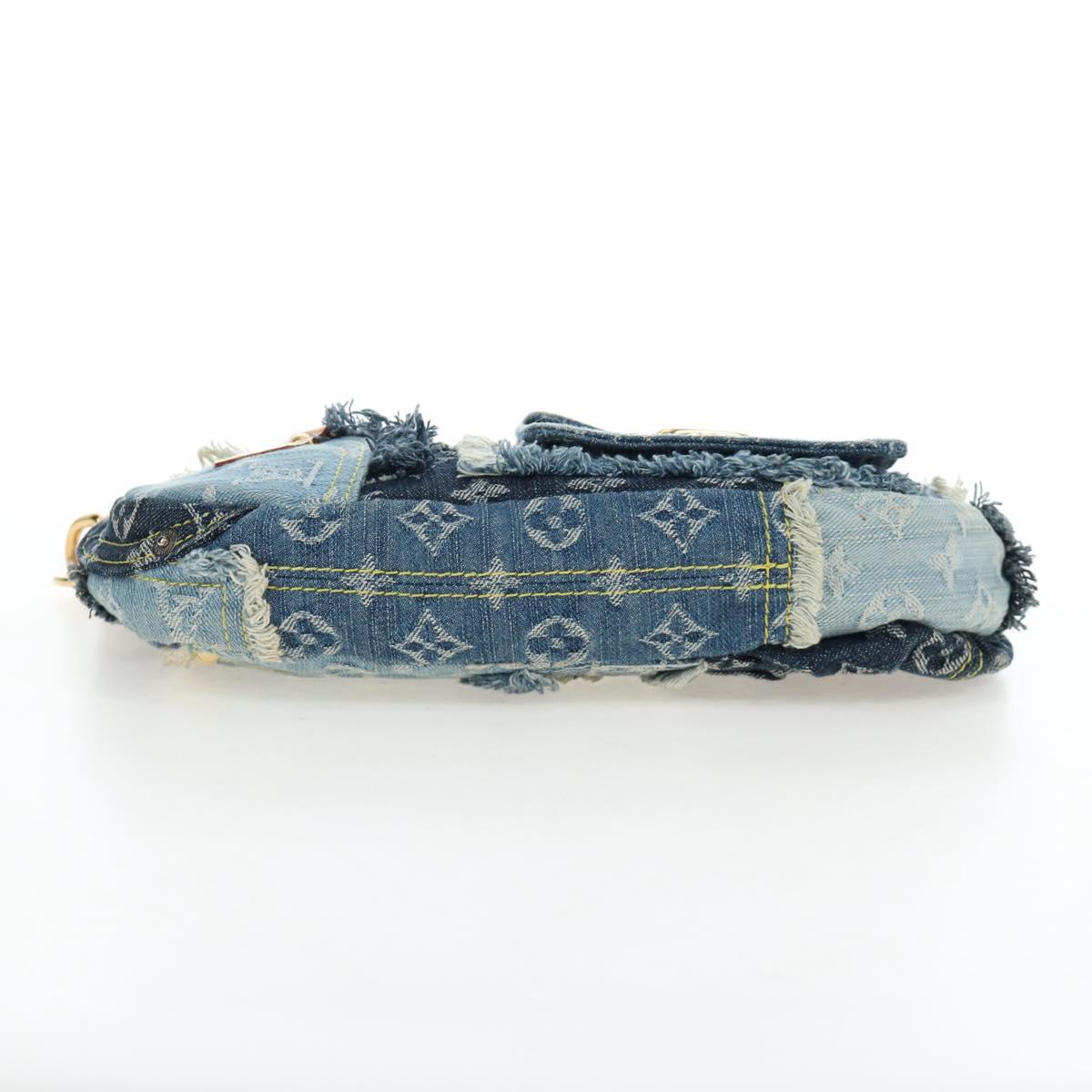LOUIS VUITTON Monogram Denim Patchwork Pouchy Bag Blue M92382 LV Auth ki6696M
