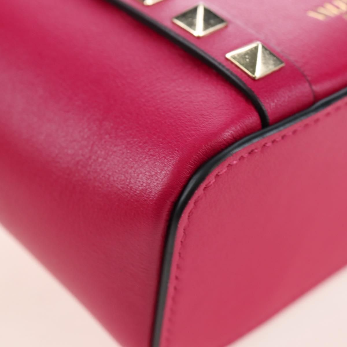 VALENTINO Hand Bag Leather 2way Pink Gold Tone Auth ki6698V