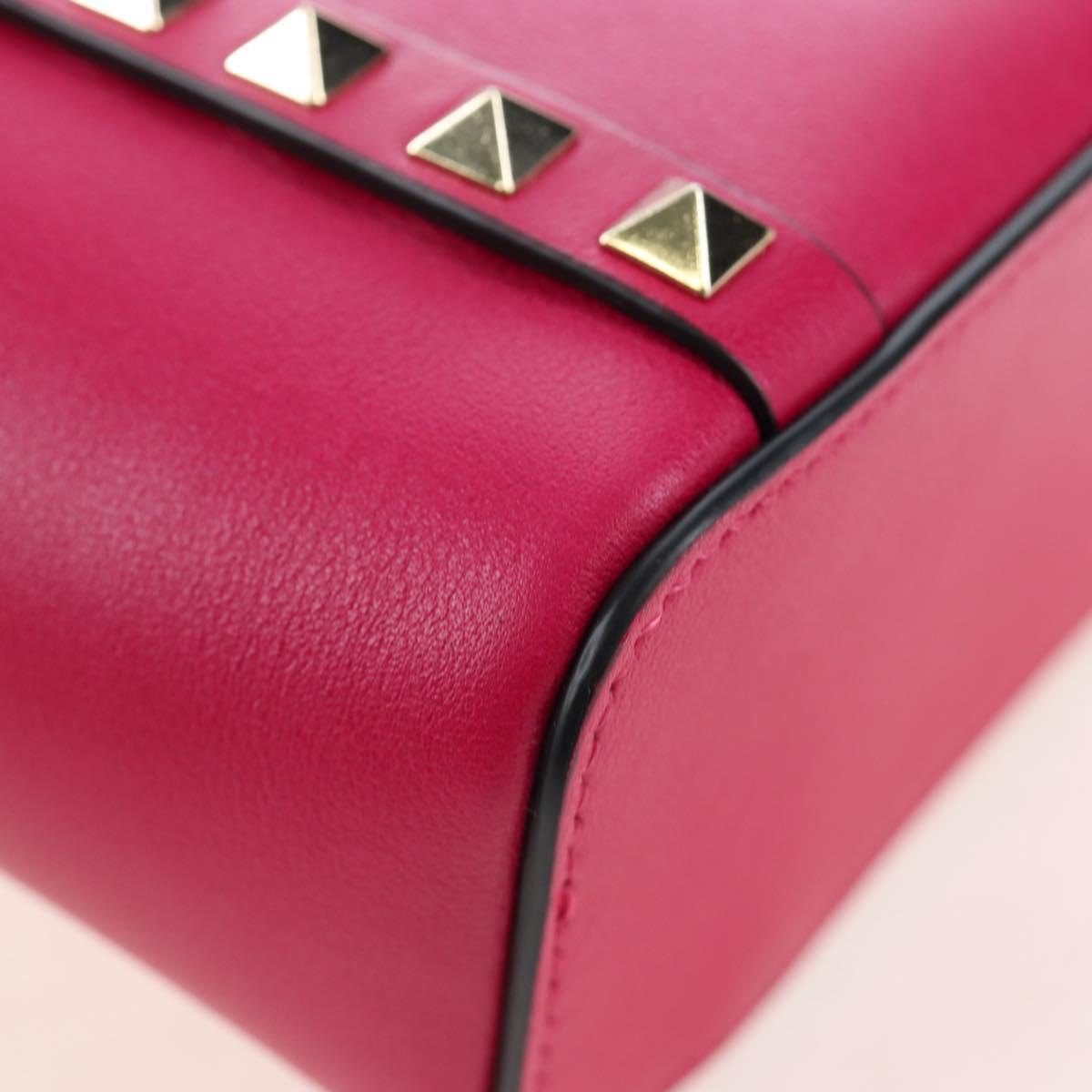 VALENTINO Hand Bag Leather 2way Pink Gold Tone Auth ki6698V