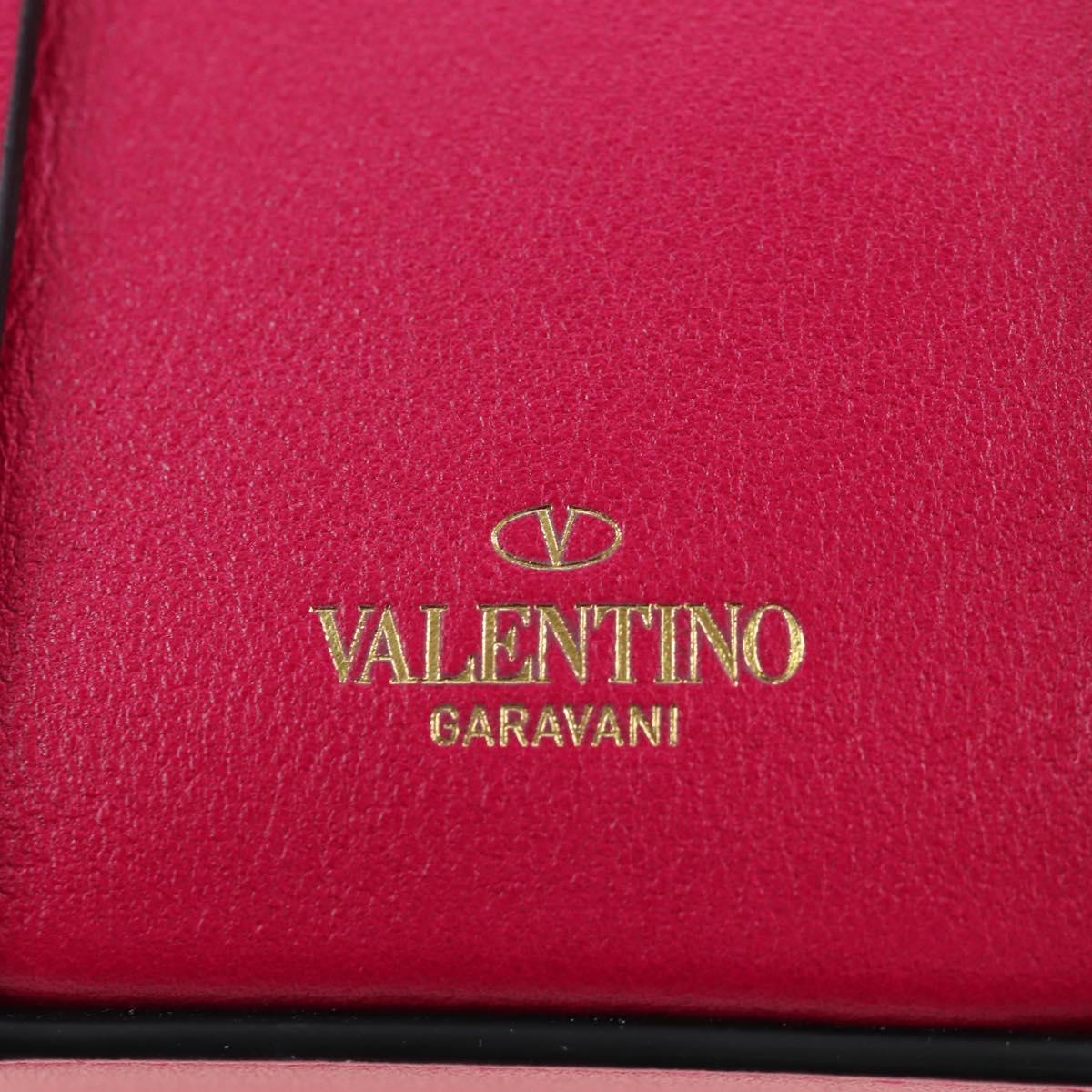 VALENTINO Hand Bag Leather 2way Pink Gold Tone Auth ki6698V