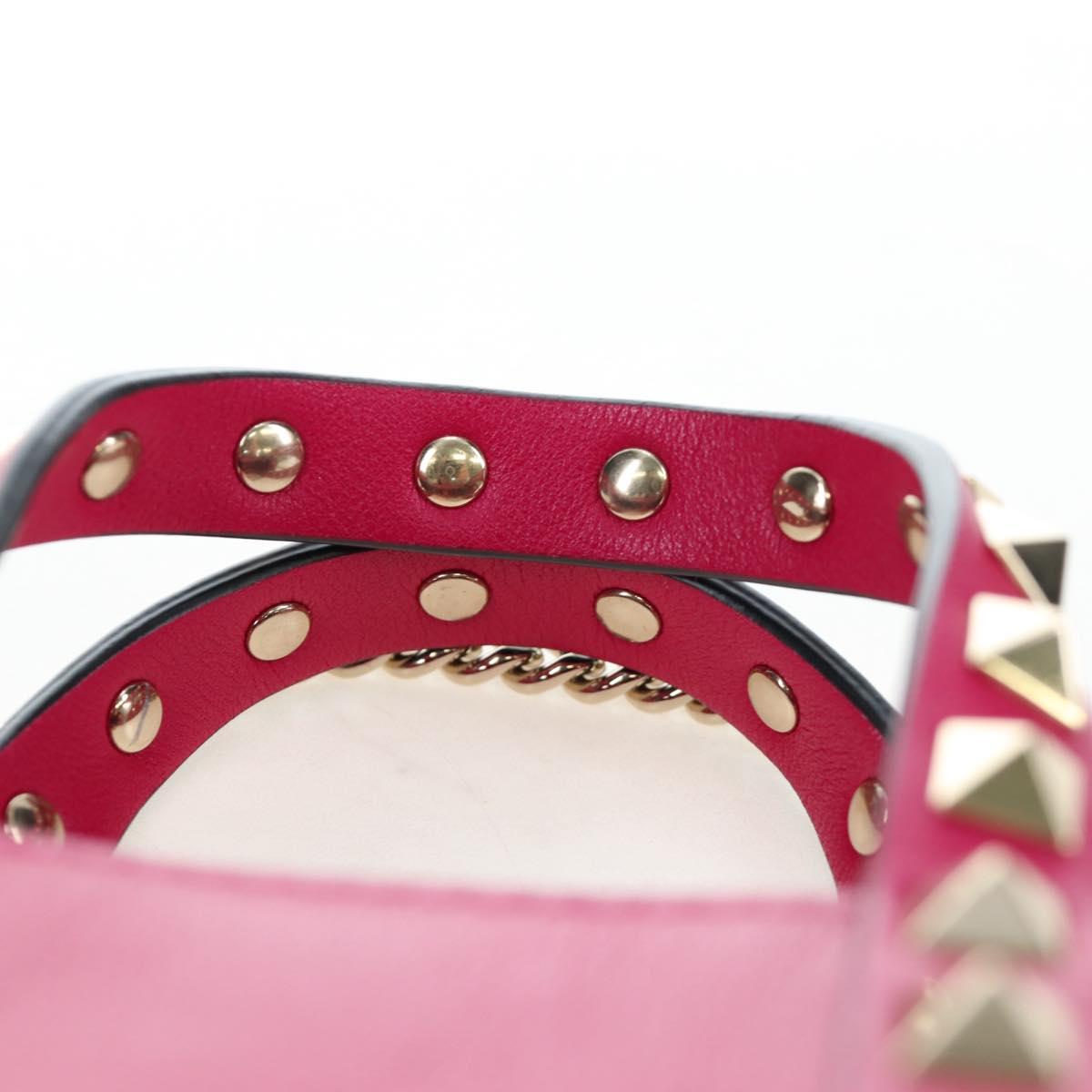 VALENTINO Hand Bag Leather 2way Pink Gold Tone Auth ki6698V