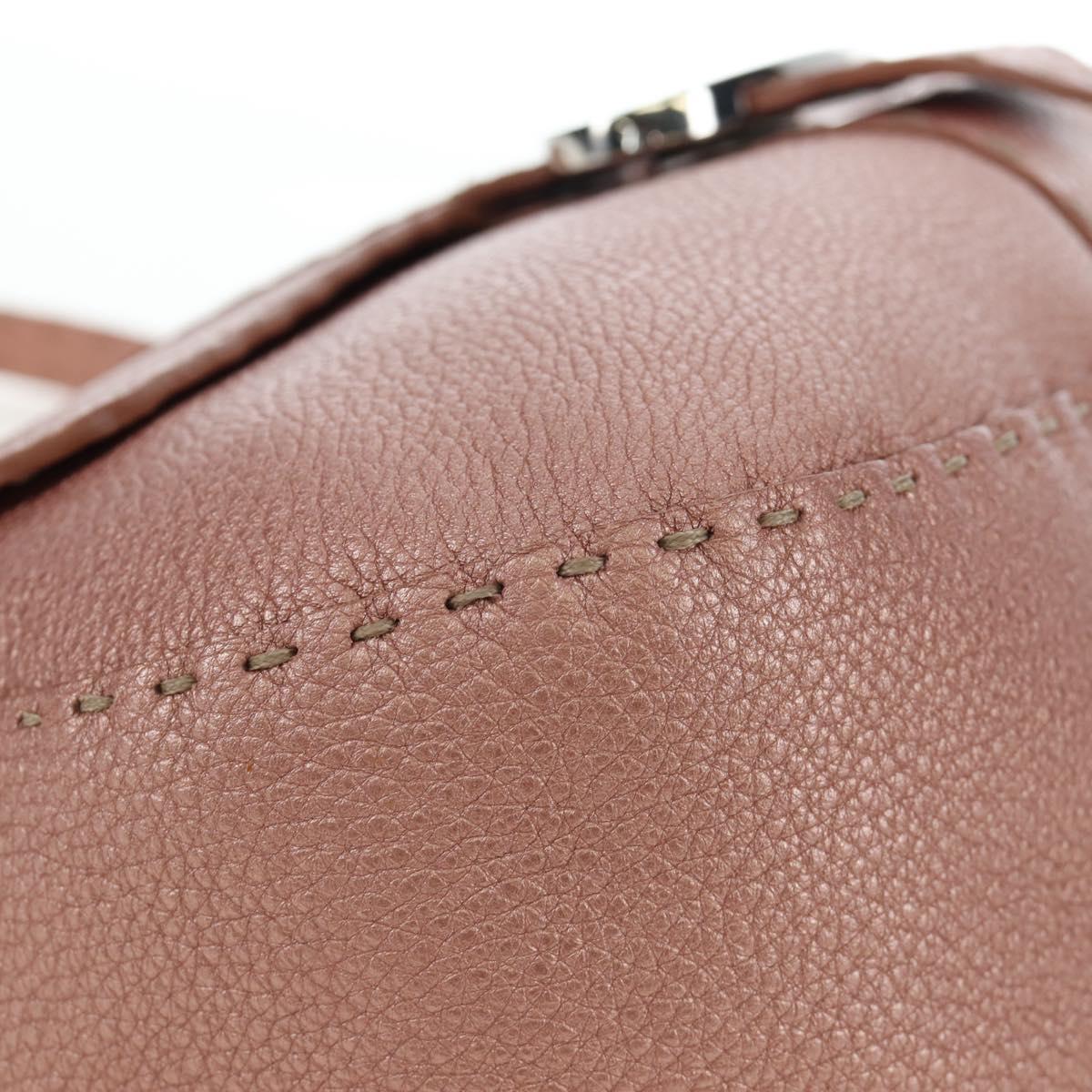 FENDI Celeria Baguette Shoulder Bag Leather Pink Silver Auth ki6700V