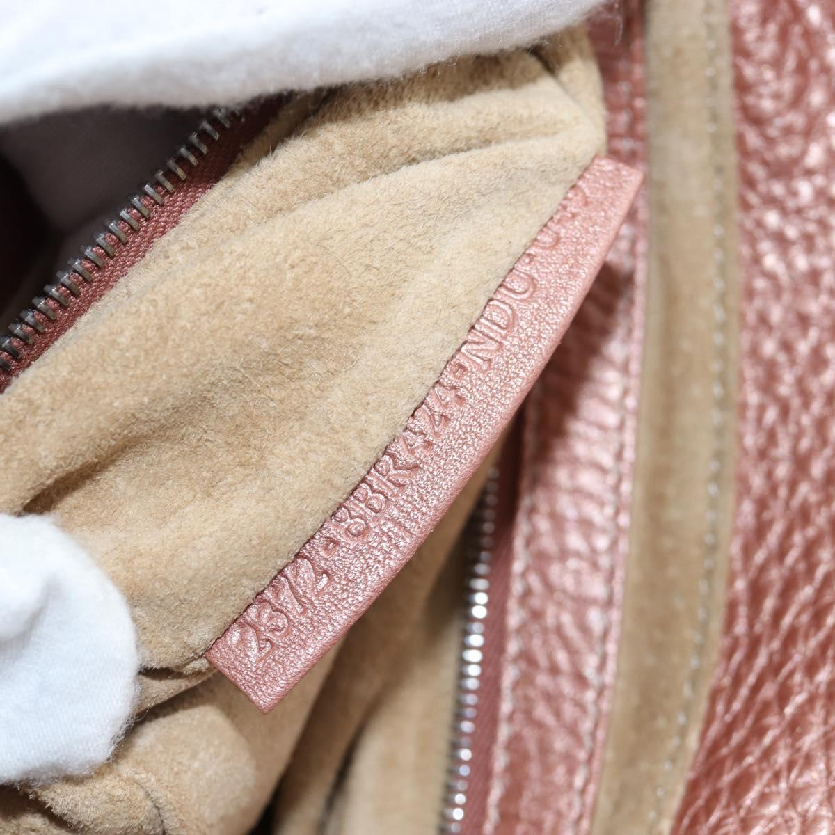 FENDI Celeria Baguette Shoulder Bag Leather Pink Silver Auth ki6700V