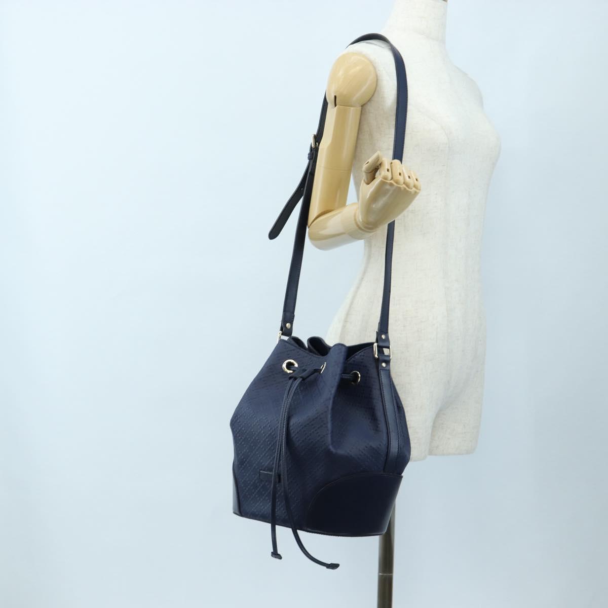 GUCCI Diamante Shoulder Bag Leather 2way Blue Silver 354228 Auth ki6701V