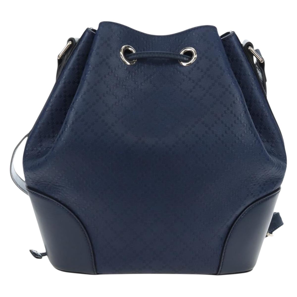 GUCCI Diamante Shoulder Bag Leather 2way Blue Silver 354228 Auth ki6701V