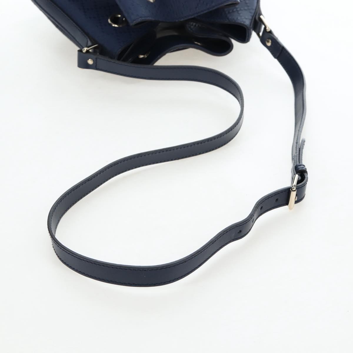 GUCCI Diamante Shoulder Bag Leather 2way Blue Silver 354228 Auth ki6701V